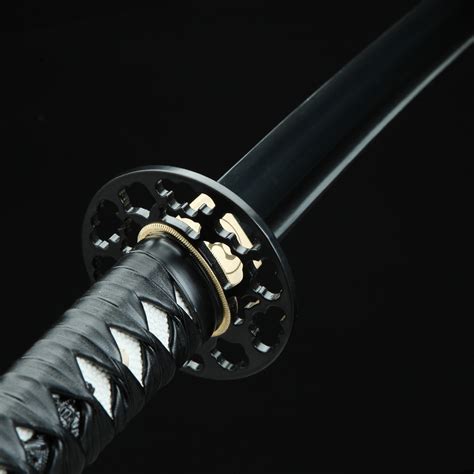 Handmade Spring Steel Black Blade Real Japanese Katana Samurai Sword