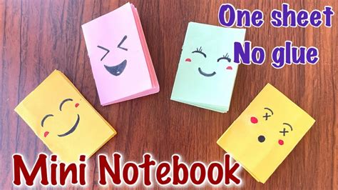 Easy Mini Notebook One Sheet Paper No Glue Diy Paper Craft School