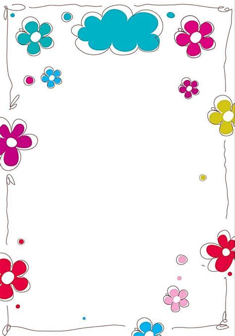Vector Cartoon Clouds Painted Flowers Border Background Material