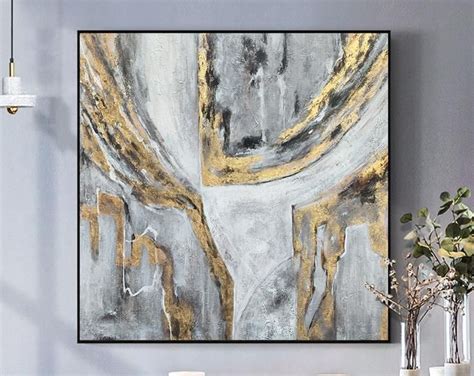 Large Painting Gold Rich Texture Oversize Abstract Wall Art Hallway