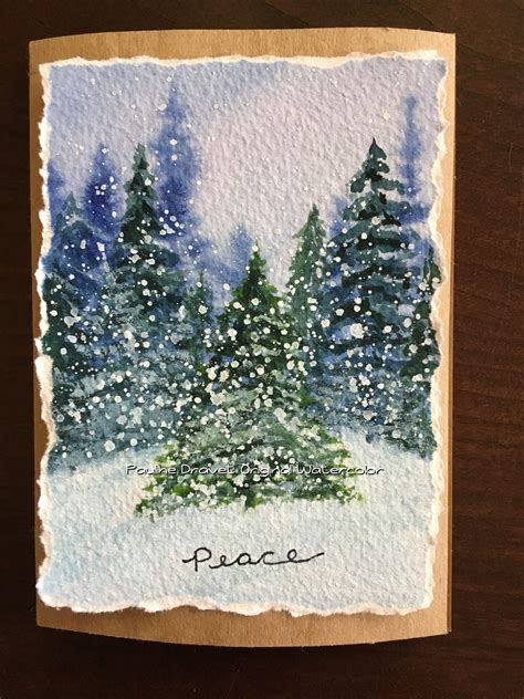 Winter Scene Watercolor Christmas Card Watercolor Christmas Cards