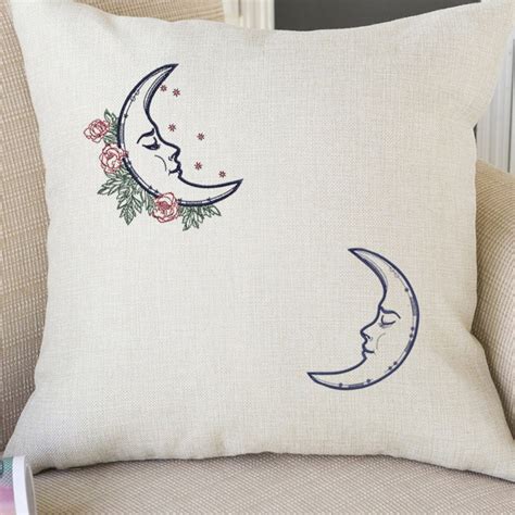 Crescent Moon Romantic Machine Embroidery Design Moon Etsy Hong Kong