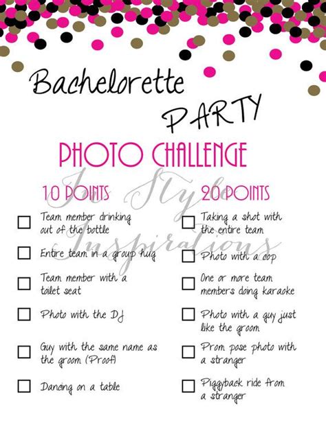 Instant Download Pdf Bachelorette Party Game Photo Challenge Bachelorette Party Weekend