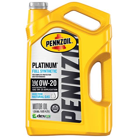 Pennzoil Platinum 0w 20 Full Synthetic Motor Oil 5 Quart