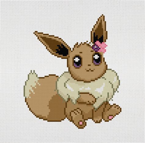 Eevee Cross Stitch Pattern Pokemon Cross Stitch Anime Cross Etsy