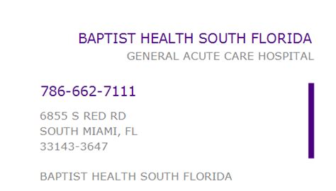 1376914572 Npi Number Baptist Health South Florida South Miami Fl
