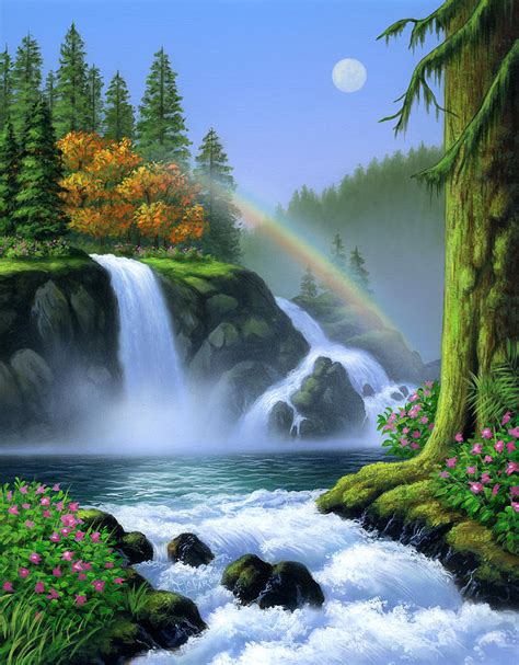 Waterfall Painting By Jerry Lofaro