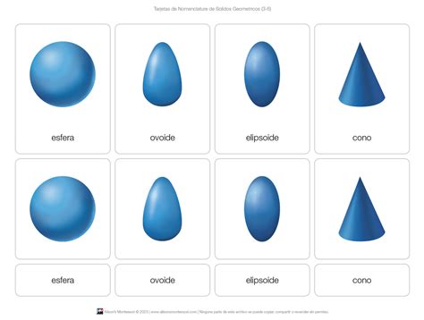 Montessori Materials Geometric Solids Nomenclature Cards 3 6 Spanish