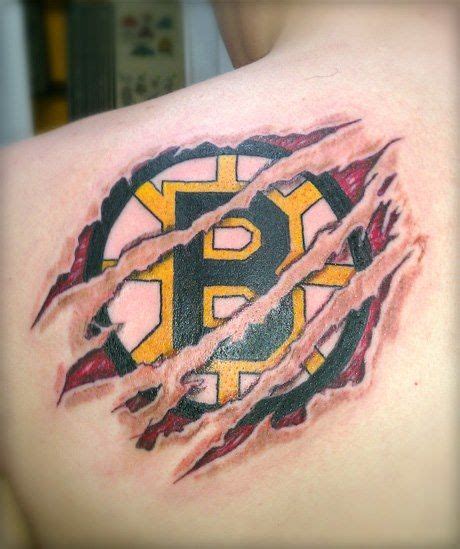 Hockey Tattoos Boston Bruins Torn Skin Tattoosource