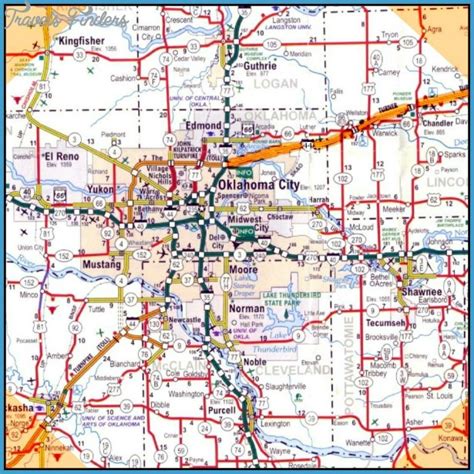 Oklahoma City Metro Map Travelsfinderscom
