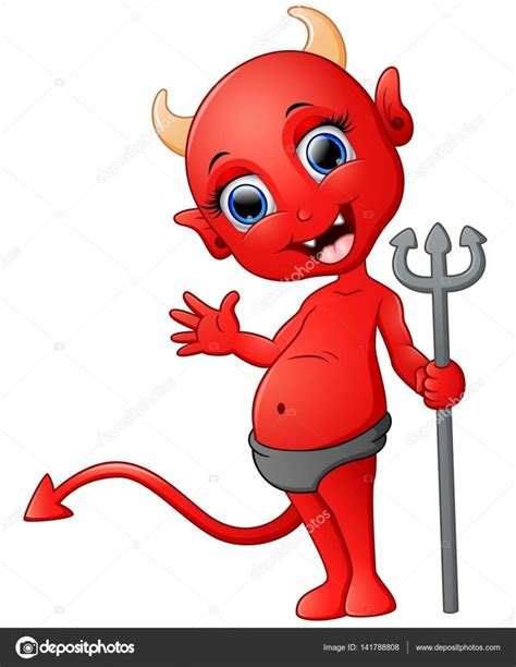 Red Devil Cartoon Holding Trident Stock Vector Image By ©dualoro 141788808