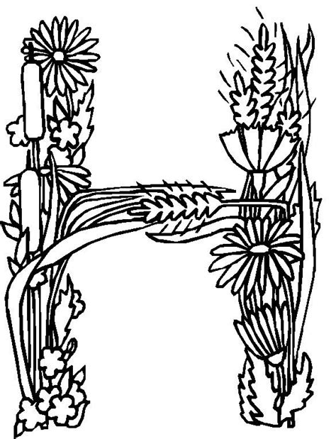 kleurplaten en zo » Kleurplaten van alfabet bloemen