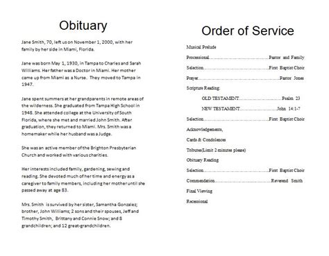 How To Make A Memorial Program Template For Word
