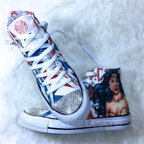 Limited Edition Bling Wonder Woman Dc Comics Converse Hi Tops By