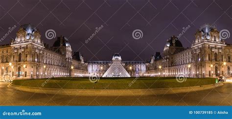 Louvre Museum With Pyramid In Twilight Editorial Image Image Of