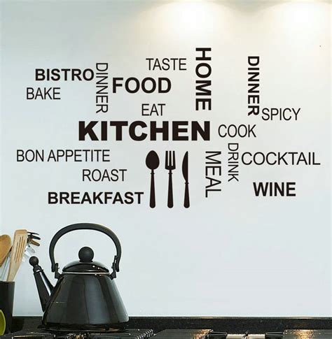 new arrival kitchen quote stickers decor home fork spoon food eat vinyl wall sticker adesive