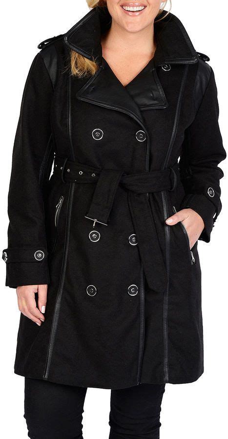 Excelled Leather Excelled Faux Wool Belted Trench Coat Plus Pea Coats