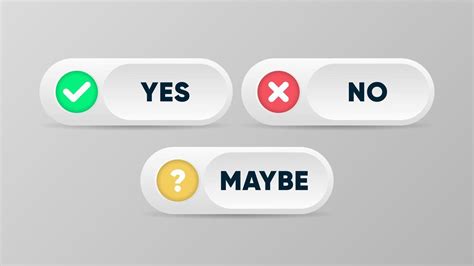 Yes No And Maybe Buttons Vector Illustration In 3d Style 2527997 Vector