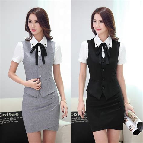 Summer Fashion Women Business Suits With Skirt And Vest Wastcoat Sets