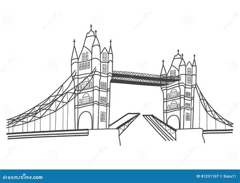 London Tower Bridge Drawing Stock Vector Illustration Of Historical