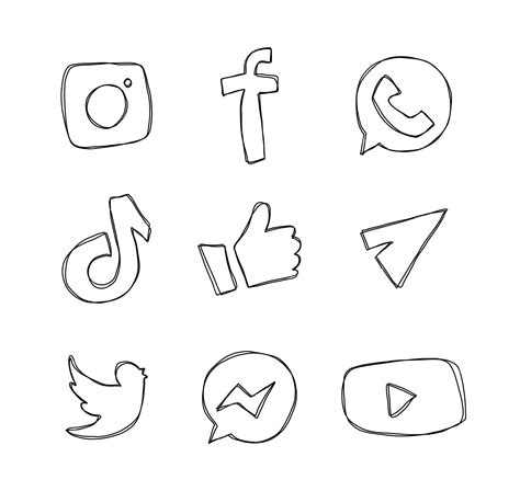 Premium Vector Social Media Icons On White Background Logos In Doodle