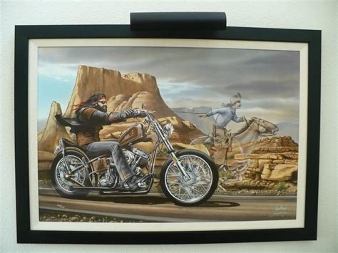 Framed Ghost Rider Canvas By David Mann Riding A Harley Davidson 1790047307