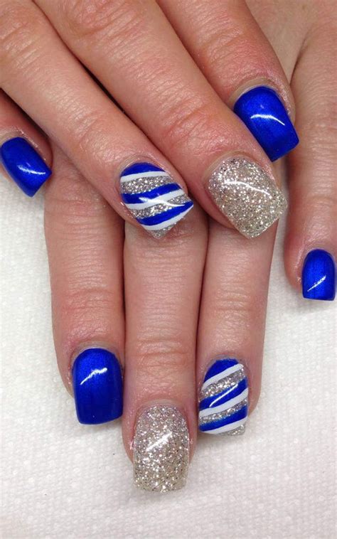 Elegant Royal Blue Nail Designs To Wear At The Office Blue Gel Nails