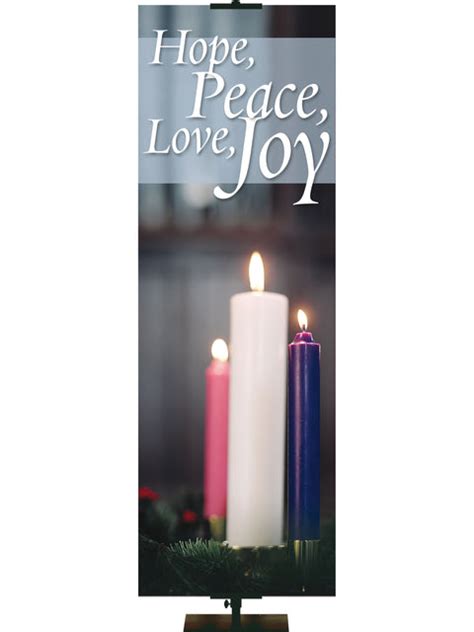 Hope Peace Love Joy Advent Candle Banner Praisebanners