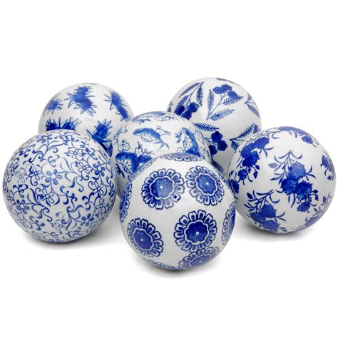 Buy 4 Blue And White Decorative Porcelain Ball Set Online Bw Ball3 Blu