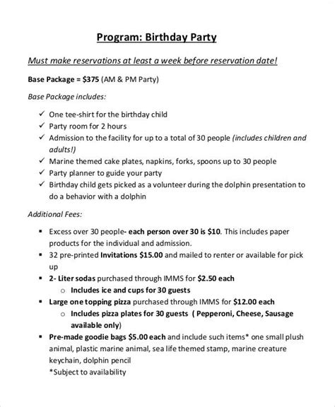 Sample birthday party event program template. FREE 38+ Event Program Templates in PDF | MS Word