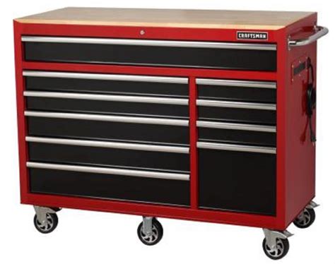 Craftsman 56” 10 Drawer Rolling Cabinet With Wood Top Red