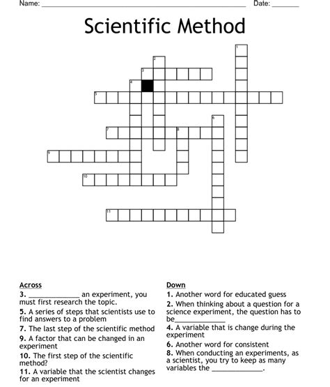 Scientific Method Crossword Wordmint