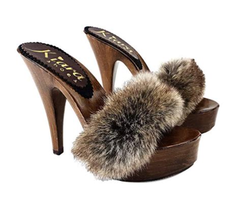 Synthetic Mink Fur Mules Heel 13 Kiara Shoes