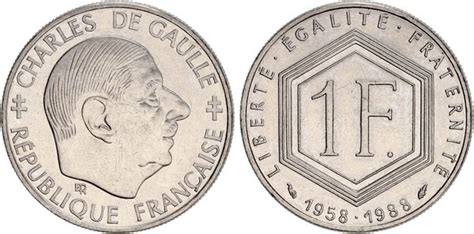 Frankreich 1988 1 Franc Charles De Gaulle 1958 1988 I St Ma Shops