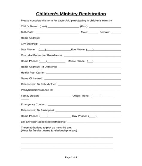 Free 11 Church Registration Forms In Ms Word Pdf