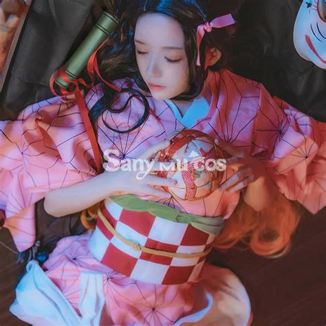 Anime Demon Slayer Kimetsu No Yaiba Nezuko Kamado Cute Kimono Dress Co