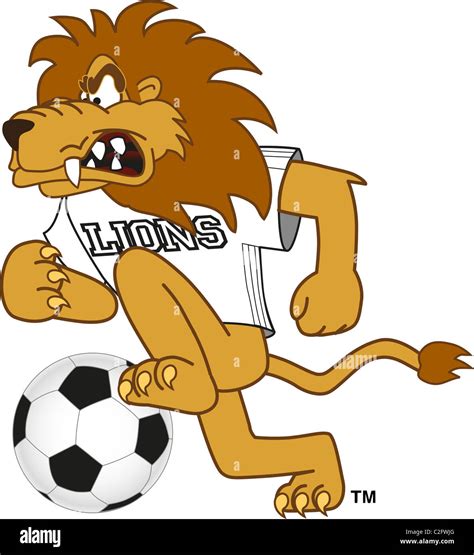Lion Mascot Playing Soccer Or Football Stock Photo 35999448 Alamy