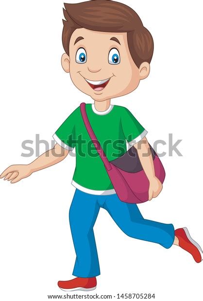 Cartoon Happy School Boy Carrying Backpack Stock Vector Royalty Free