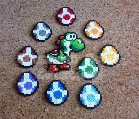 Super Mario Brothers Classic Yoshi Egg Perler Bead Sprite Etsy