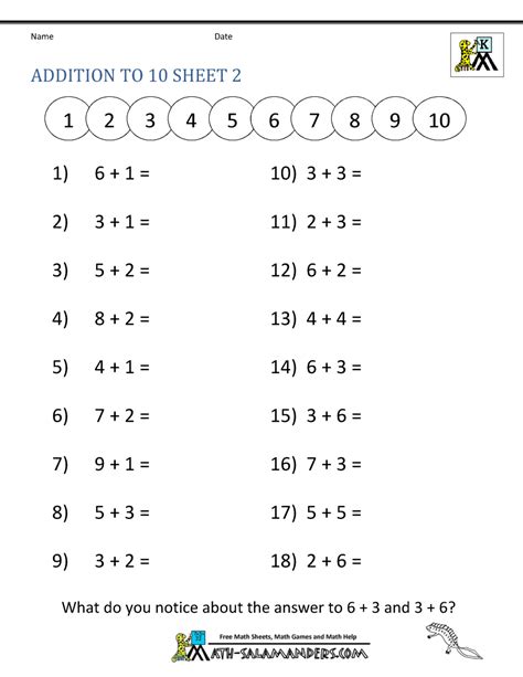 Algebra worksheets and online activities. Addition Math Worksheets for Kindergarten