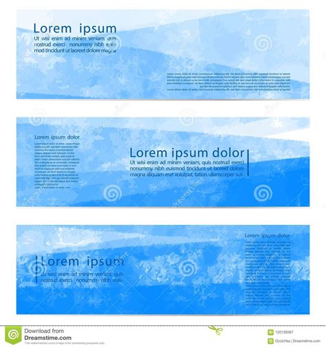 Set Of Three Banners Abstract Headers With Watercolor Look Colorful