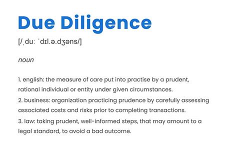 Due Diligence Meaning Definition Examples Types Checklist