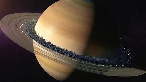 Planet Saturn In Outer Space City Located Stock Motion Graphics Sbv