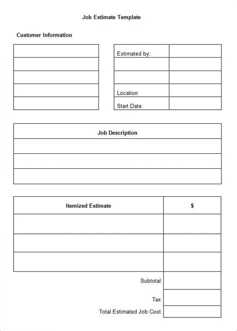 20 Sample Estimate Templates Docs Pdf Excel