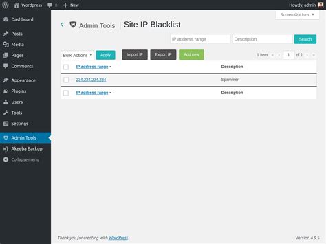 Admin Tools For Wordpress Site Ip Blacklist