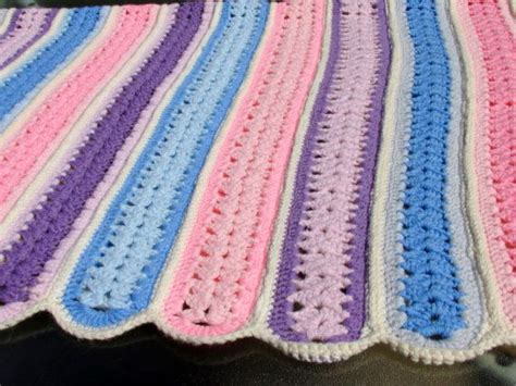 Large Crocheted Mile A Minute Afghan Pinks Purple Blues Toasty And