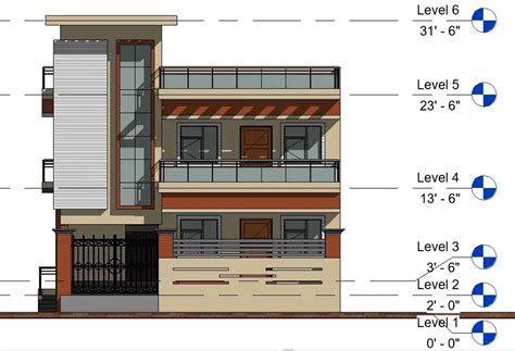 Front Side Elevation Of The Bungalow House Has Given In This Revit File
