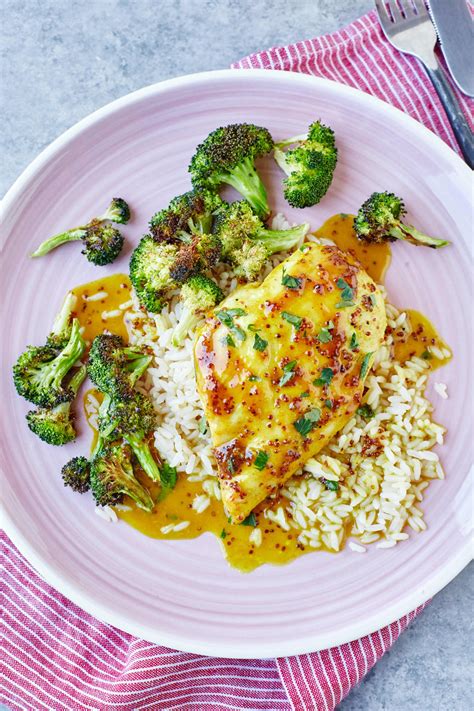 The dish is tasty and healthy. Recipe: Honey Mustard Curry Chicken | Kitchn