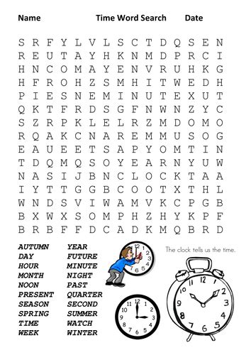 Time Word Search By Sfy773 Teaching Resources
