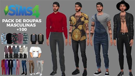 The Sims 4 Pack Roupas Masculinas 100 Itens Download Cc List